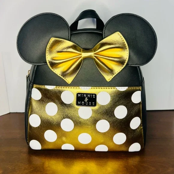 Disney | Bags | Disney Minnie Mouse Gold And Black Backpack  display picture 2